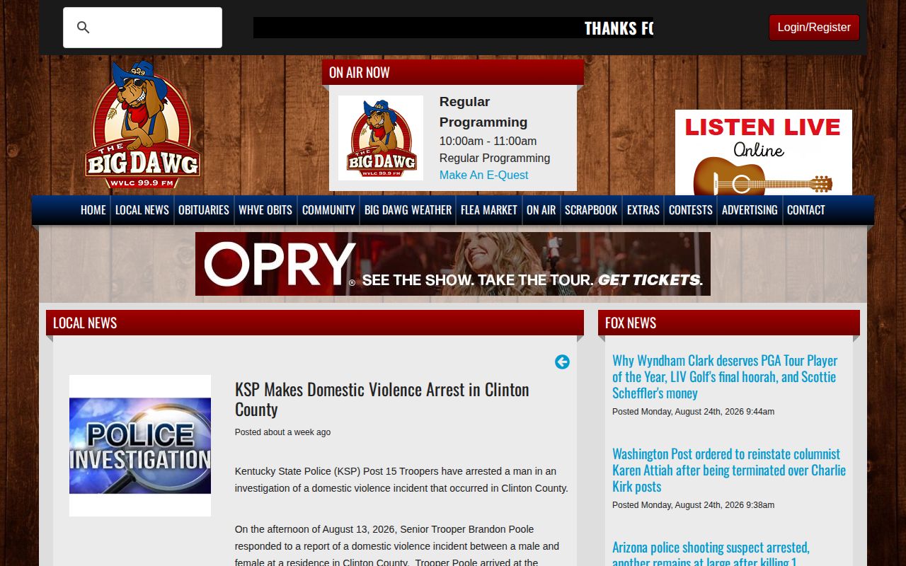 Clinton County arrest news story on regional WVLC coverage